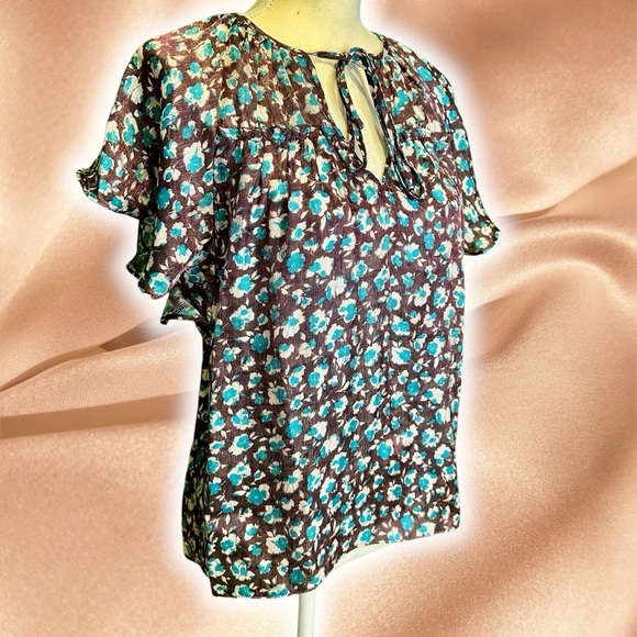 NWT Ramy Brook NY ‘Sidney’ Tie Neck Silk-Blend Top in “Roco” Floral Size Small - Picture 13 of 16